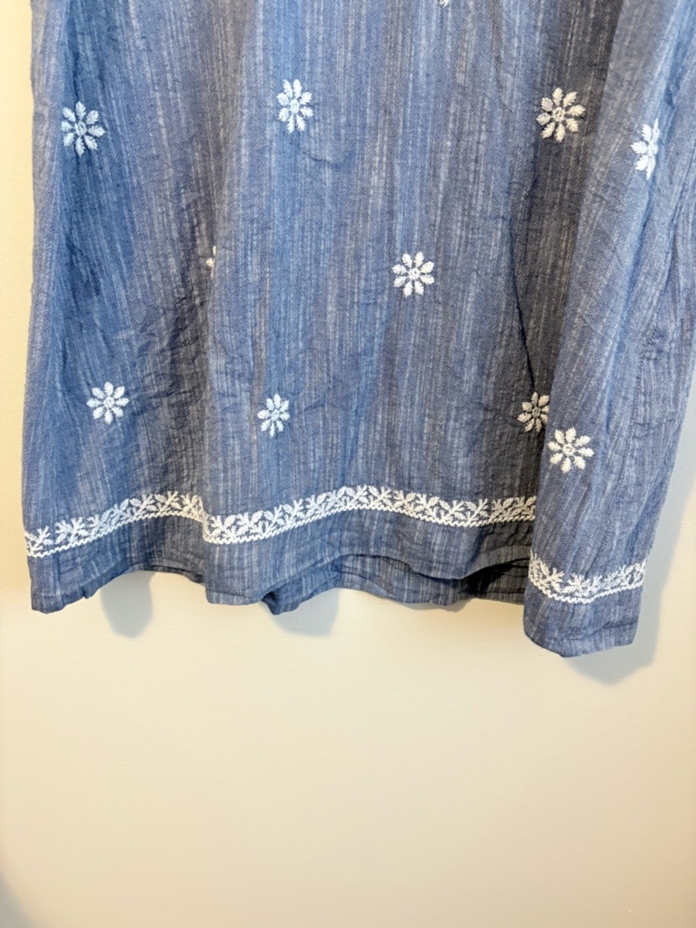 NorthStyle Blue Embroidered Cotton Sleeveless Tunic Dress Size 18 Boho - Picture 4 of 11